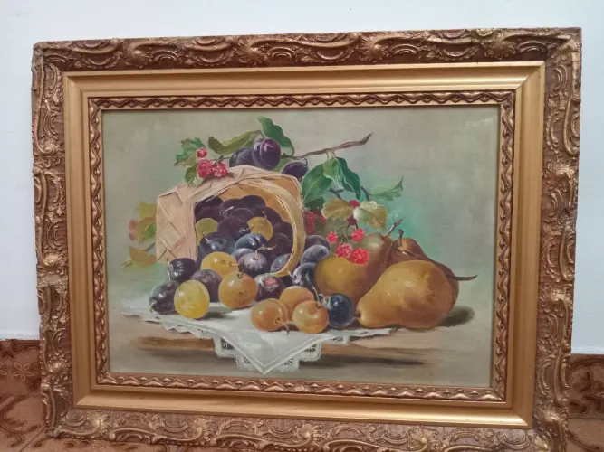 Antigo quadro pintura moldura de madeira 70x54