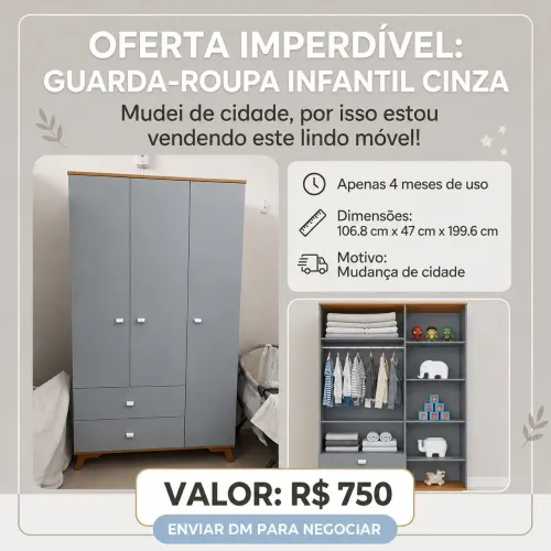 Guarda roupa infantil azul bebê