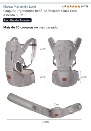 Canguru Maternity Land 12 Posições com Assento 3 em 1 - R$ 100