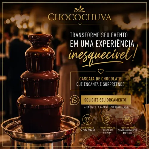 Cascata de chocolate no seu evento