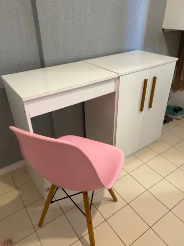 Penteadeira Quarto Menina com Cadeira Rosa