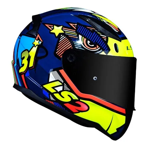 Capacete LS2 FF353 Rapid Khan Amarelo/Azul (Entrega Grátis)