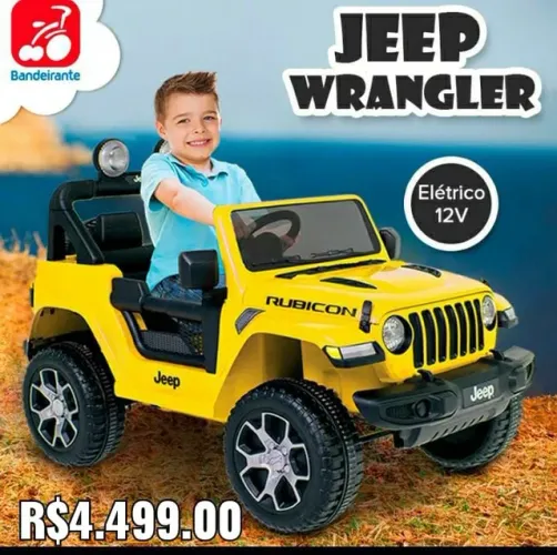 CARRINHO ELÉTRICO INFANTIL JEEP WRANGLER BANDEIRANTES 12V COM CONTROLE REMOTO