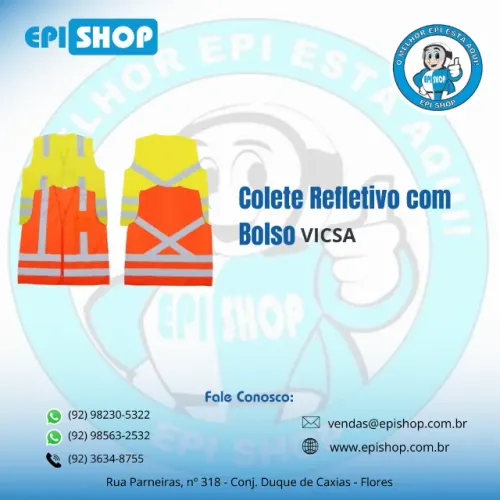 Colete Poliester Refletivo 1 bolso 