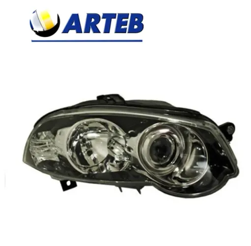 Farol Principal Dir. Fiat Palio/Siena/Strada/Weekend Preto Aro Cromado H1/H1 Arteb 2009/20