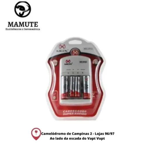 Carregador De Pilhas Mox Mo-cp53 C/4 Pilhas (2 Aa + 2 Aaa)