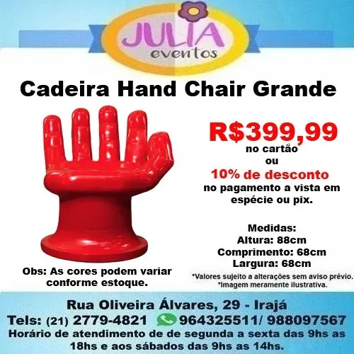 Banco Mão Grande Cadeira hand chair 