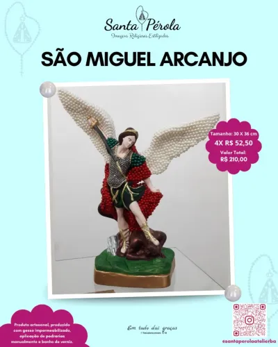 Imagem Religiosa Estilizada de São Miguel Arcanjo 30 cm / * 