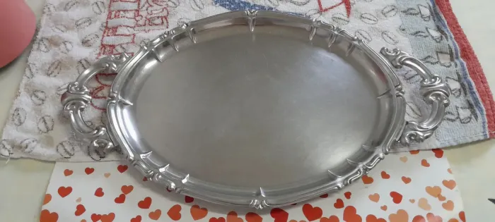 Bandeja aço inox, Oval com alça Tramontina
