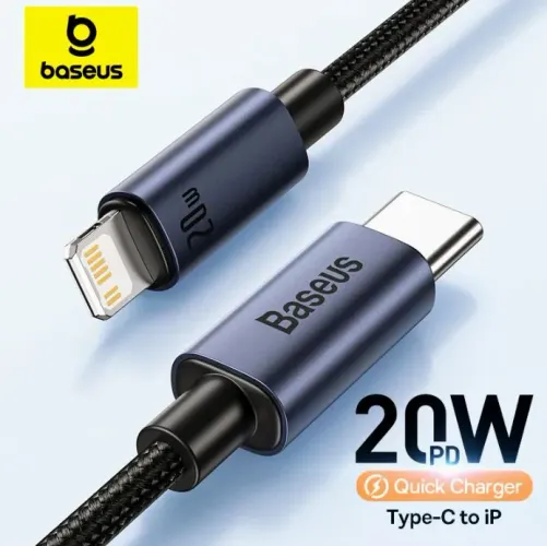 Cabo Baseus Tipo-C / IP PD 20W carga rápida 7 pinos, super resistente para iPhones