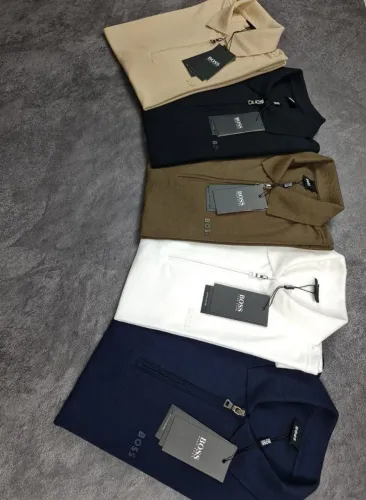 Camisa Polo Boss zíper padrão luxo Blackfriday 2025