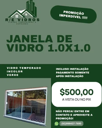 JANELA DE VIDRO TEMPERADO PROMOÇÃO