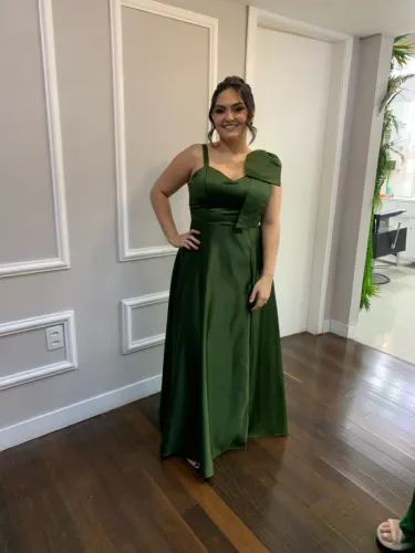 Vestido Festa Laço Verde Oliva
