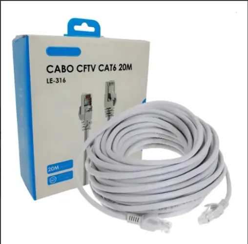 Cabo De Rede Cftv Conexão Internet Rj45 Cat6 De 20 Metros
