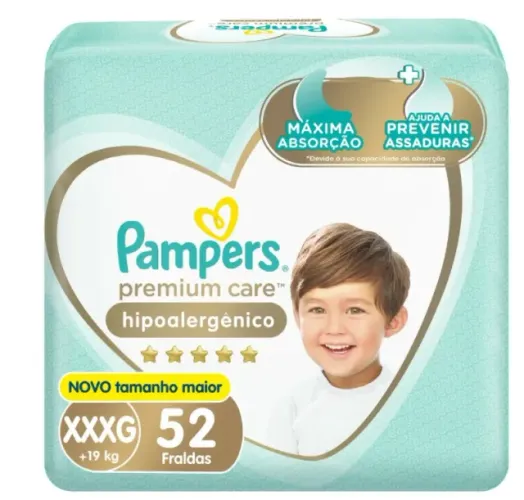Fralda Pampers Premium Care XXXG 52 unidades