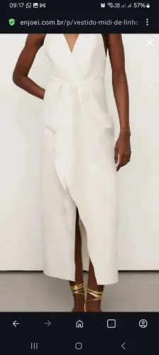 Vestido Animale Midi de Linho Branco Elegante