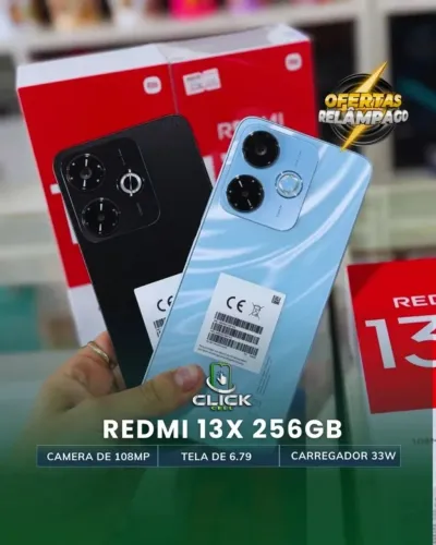 Smartphone Xiaomi Redmi 13X 256GB 08GB Câmera 108MP dupla lançamento versão Global