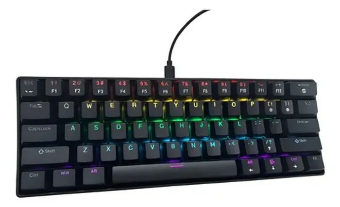 Teclado Mecânico K61 Mini 60% | RGB Chroma, Cabo Removível, Switch azul e 61 Teclas