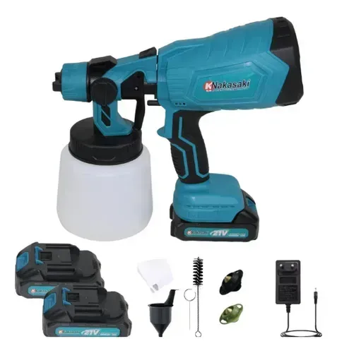 Pulverizadora Pistola Com 2 Bateria 21v e 3 Bicos Nakasaki