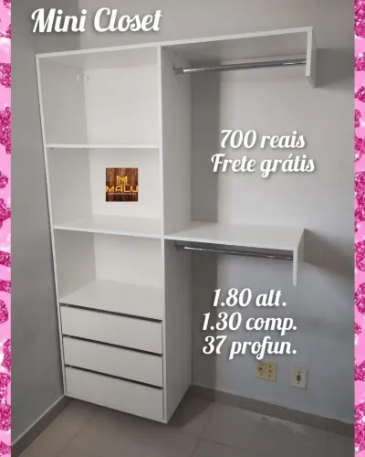 Mini Closet Branco 1.80 Alt X 1.30 Comp X 37 Prof