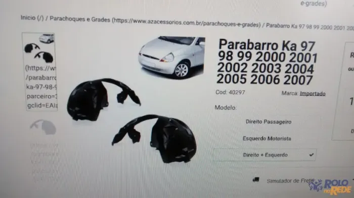 Para-barro dianteiro para veículo FORD KA