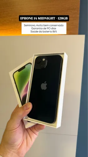 iPhone 14 128GB Midnight, Seminovo sem detalhes 83%, Garantia