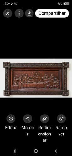 Quadro Antigo Santa Ceia em Madeira Entalhada - Peça de Família
