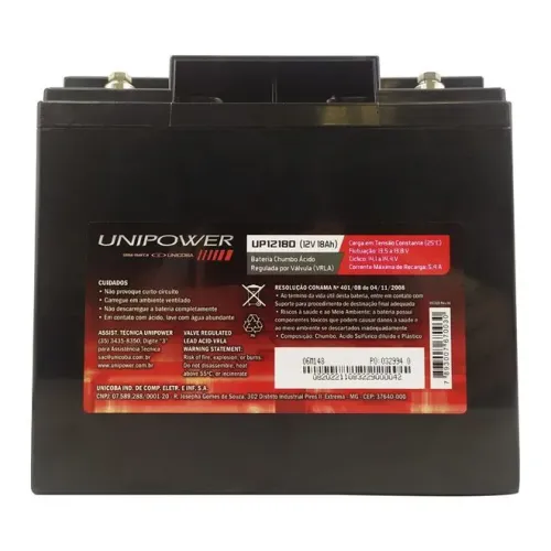 Bateria Selada Unipower UPI2180 - 12V 18Ah (VRLA)