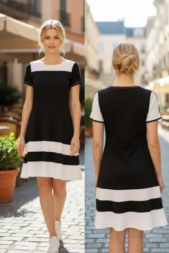 Vestido preto e branco elegante - pouco usado