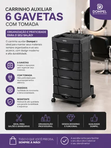 Carrinho auxiliar de cabeleireiro