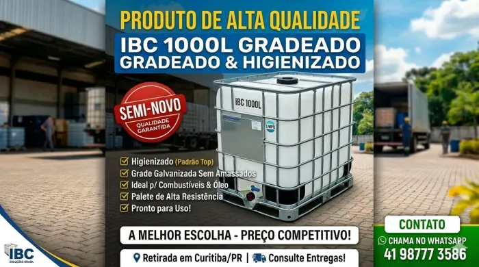 Reservatório IBC 1000L Higienizado: Ideal para Água e Combustível"