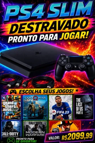 Ps4 slim DESTRAVADO COM JOGOS + GARANTIA DE LOJA MEGA OPORTUNIDADE 