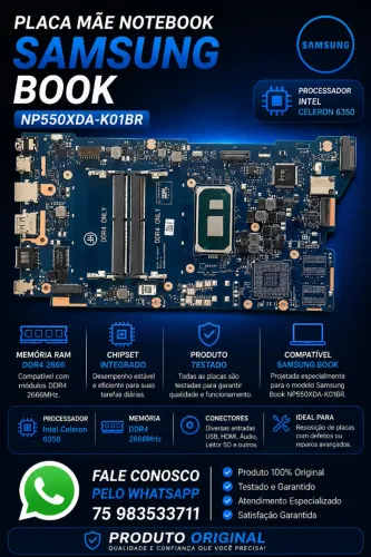 PLACA MÃE NOTEBOOK SAMSUNG BOOK DDR4 INTEL CELERON 6305