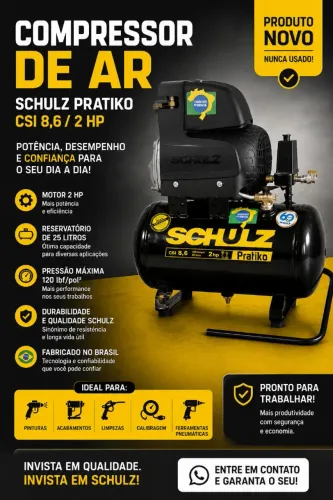 COMPRESSOR DE AR SCHULZ PRATIKO 2 HP - NOVO