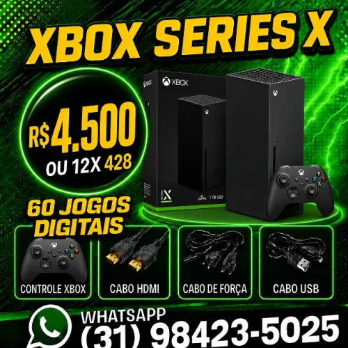 XBOX SERIES X 1TB 4K FlSlCO + 77 JOGOS + GARANTIA O6 MES I LOJA FISICA