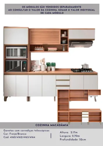 Cozinha Macadâmia 5 peças 2,70m