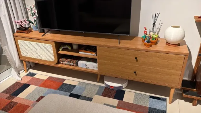 Rack para TV - Linha Curve, Freijó, 220cm