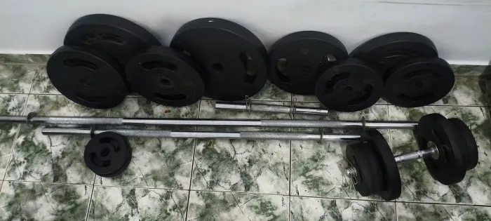 Kit Musculação 112kg + Barras Maciças Cromadas - Estado de Novo