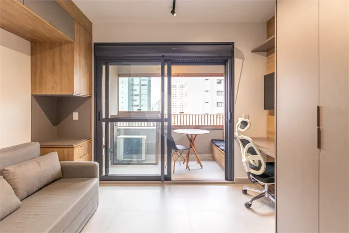 Studio à venda ou para alugar com 1 suíte no condomínio Haus Mitre Campo Belo, São Paulo -