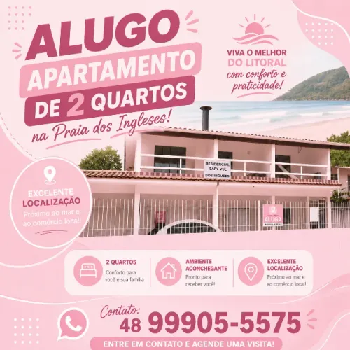ALUGUEL ANUAL APARTAMENTO 2 QUARTOS PRAIA DOS INGLESES FLORIANÓPOLIS DIRETO PROPRIETÁRIO