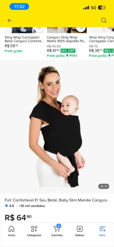 Sling canguru bebê 
