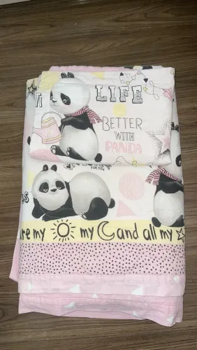 Colcha / porta travesseiro infantil - estampa panda