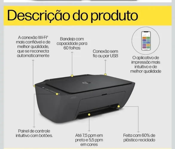 IMPRESSORA HP 2774 (com cartucho de tinta preto)