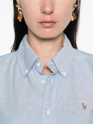 Camisa polo Ralph Lauren Oxford azul femenina original