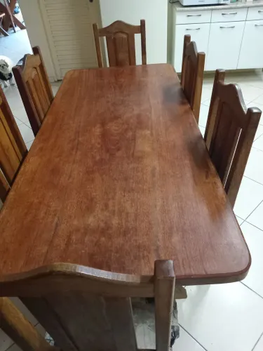 Mesa Madeira Rústica com 6 cadeiras