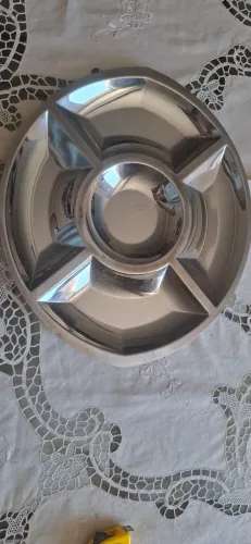 Bandeja Antiga de Inox 37×32 cm - Design Vintage