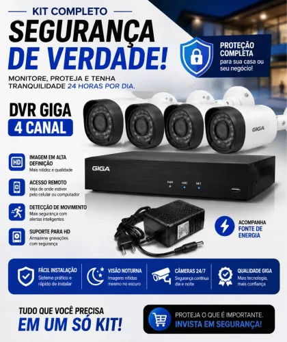 KIT CFTV GIGA 4 CANAIS COMPLETO