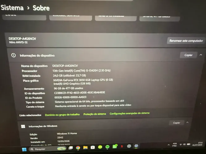 Notebook gamer nitro V15