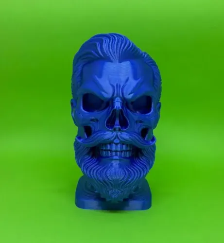 Escultura Caveira com Barba e Bigode