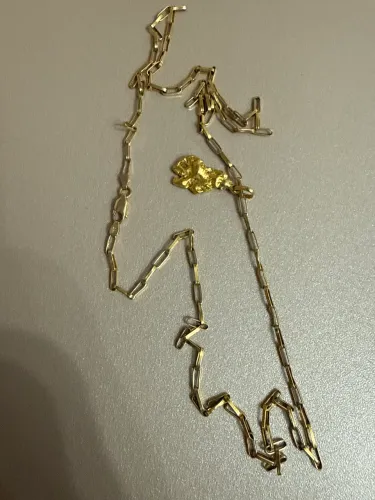 Cordão de Ouro 18K com Pepita Natural - 7,2g | 61,5 cm | 3 mm